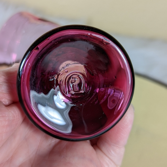 Pilgrim Cranberry Glass Art Glass Jack In The Pulpit Vase Candle Holder 5.5 in - Picture 5 of 5